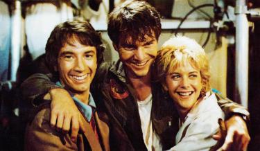 INNERSPACE, from left: Martin Short, Dennis Quaid, Meg Ryan, 1987, © Warner Brothers